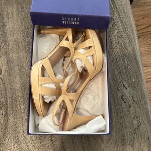 Stuart Weitzman Axis Women's Adobe Aniline Leather Platform 4” Heels Sandals